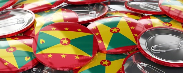 Grenada - round badges with country flag - voting, election concept - 3D illustration