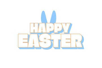 Cute Happy Easter Greeting typographic design with rabbit ears. Editable Vector Illustration. EPS 10.
