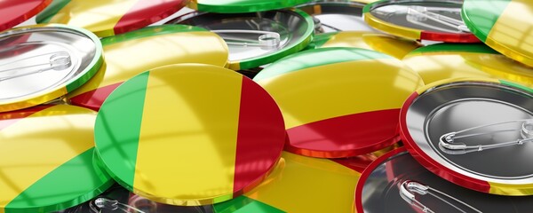 Mali - round badges with country flag - voting, election concept - 3D illustration