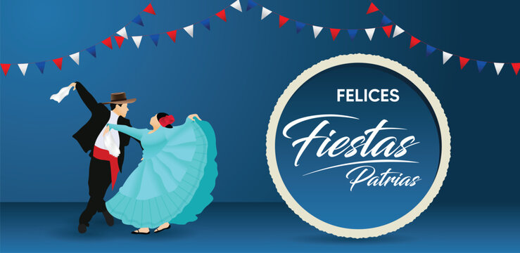 Fiestas Patrias - Independence Day Celebration Of Chile Spanish Phrase Chile Independence Day. Happy National Holiday Fiestas Patrias. September 18 Background Design.