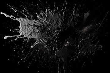 A dynamic black and white liquid splash captured in motion