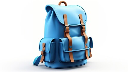 Backpack school travel bag orange brown blue colorful leather