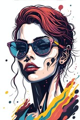 Beautiful woman watercolor portrait. AI generated illustration