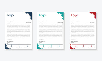Professional letterhead template design for business project. Corporate letterhead document with company logo & icon.