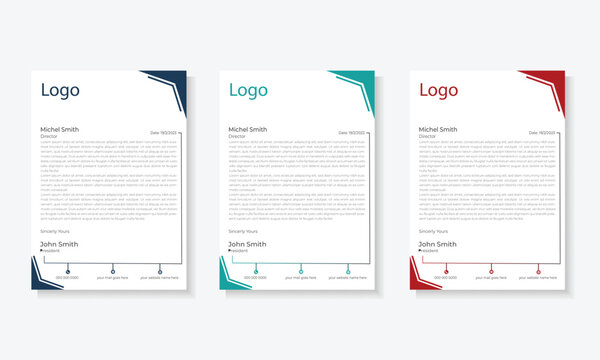 Professional letterhead template design for business project. Corporate letterhead document with company logo & icon.