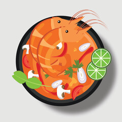 Tum Yum Kung thai spicy soup food asian food vector illustration	