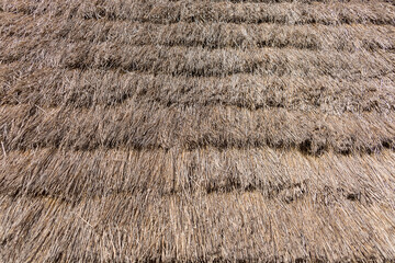 Texture view of the roof typical of traditional houses on the island of Madeira, in thatch or straw