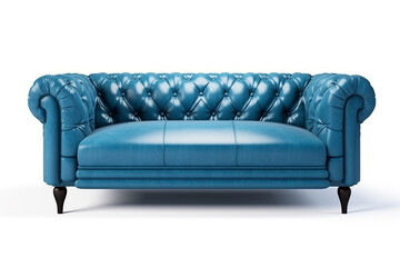 Modern blue sofa furniture isolated on white background. 