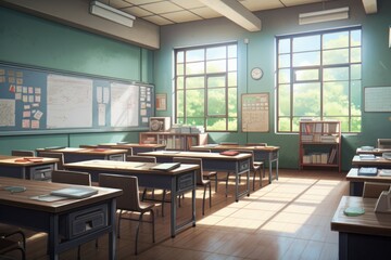 Classroom seat anime visual novel game. Generate Ai