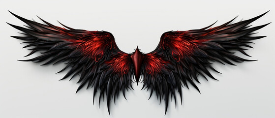 Majestic Demon Wings Soaring Against a white Background