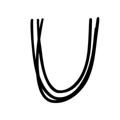 Hand drawn U letter latin english in doodle scribble brush hand drawn style isolated on white background. For lettering, presentation, font, education, logo, signboard, branding, abc, alphabet.