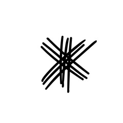 Symbol asterisk scribble font in doodle scribble brush hand drawn style isolated on white background. For lettering, presentation, education, logo, signboard, branding, abc, alphabet.