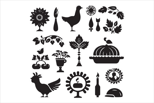 Thanks giving Turkey Silhouette turkey day vector elements