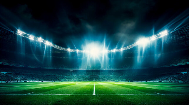 Background image of a football stadium. There are spotlights shining on the football field.