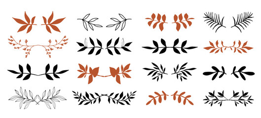 Floral dividers set Hand drawn leaf borders decor