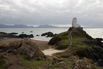 Fototapeta na wymiar Twr Mawr lighthouse on Llanddwyn, along the coast of Anglesey, Wales