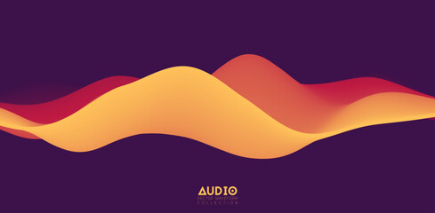 Sound wave visualiztion. 3D orange solid waveform. Voice sample pattern.