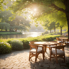 Obraz premium table and chairs on the terrace