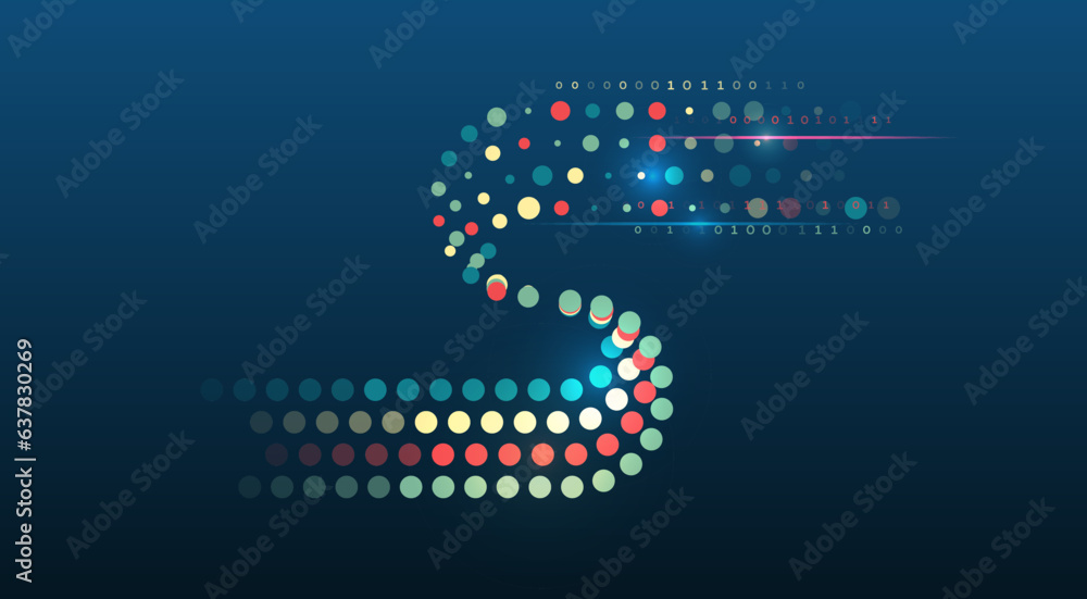 Poster Futuristic network or business analytics. Structuring the flow of information. Data analytics concept. Sorting a large amount of data on a dark background. Big data visualization.