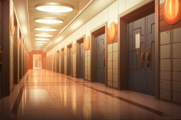 Corridor lamp anime visual novel game. Generate Ai