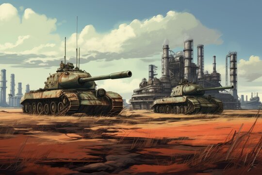 Military tanks. Generate Ai