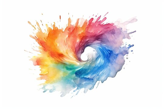 watercolor rainbow colors on white illustration
