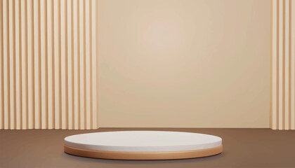 3d background products minimal podium scene with beige pedestal. display background vector 3d rendering with podium.stand to show cosmetic products 3d Stage showcase on studio vector illustration.