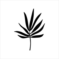 Doodle palm dracaena leaf icon isolated. Stencil clipart. Vector stock illustration. EPS 10