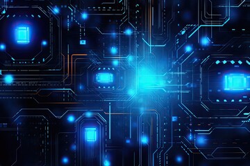 Fototapeta premium blue technical digital background circuit board illustration