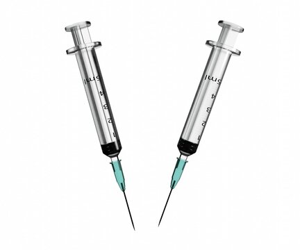 Isolated empty two medical syringes 5ml  in the white background 3d rendering 