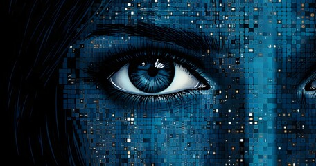 eye with digital code