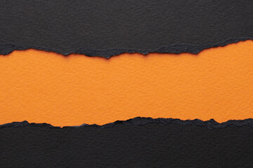 Art collage of pieces of ripped paper with torn edges. Sticky notes collection orange black colors,...