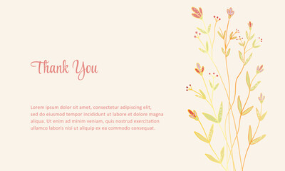 thank you card with aesthetic botanical gold floral design, printable for your project design
