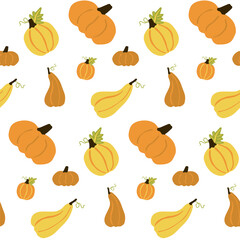 Seamless pattern with pumpkins. Fall background. Autumn season backdrop. Thanksgiving Day