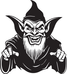 Scary gnome, Halloween Gnome, Evil Wizard, Vector illustration, SVG
