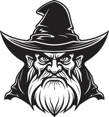 Scary gnome, Halloween Gnome, Evil Wizard, Vector illustration, SVG