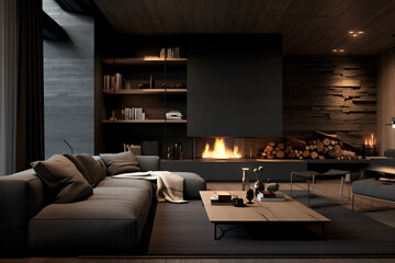 living room with fireplace