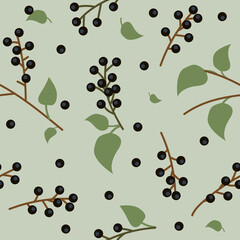 Vector seamless pattern with bird cherry branches