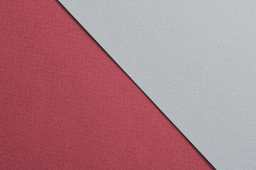 Fototapeta premium Rough kraft paper background, paper texture red burgundy gray colors. Mockup with copy space for text.
