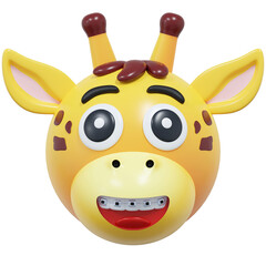 giraffe smile with tooth brace emoticon expression sticker 3d illustration