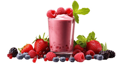 Fresh Berries Smoothie Isolated on Transparent Background. AI