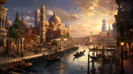 Fotobehang Venice romantic gondolas © Asep