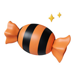 3d Halloween Candy-stick icon. Traditional element of decor for Halloween. icon isolated on gray background. 3d rendering illustration. Clipping path.