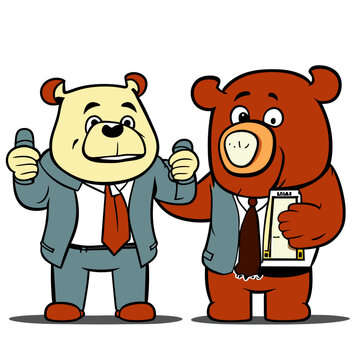 bull vs bear trader, vector illustration cartoon