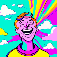 happy man, vector illustration cartoon