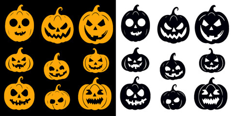 Halloween pumpkin silhouette collection  Mystical Silhouettes for Halloween Ghostly pumpkin designs Halloween pumpkin outlines