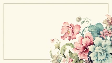 floral pattern frame copy space, text space, flower illustration, handmade, vintage,  frame, background