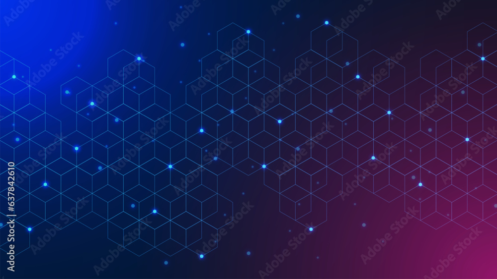Poster abstract hexagonal pattern with connect the dots. global network connection. medical innovation, sci