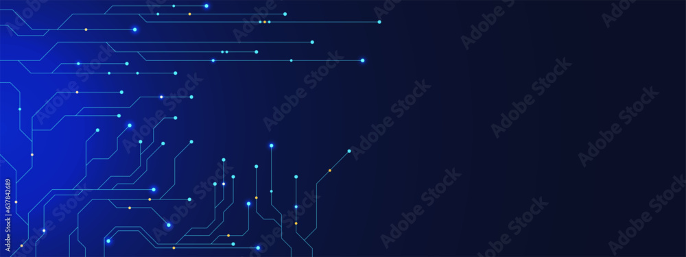 Poster electronic circuit board background. abstract futuristic technology banner for global network connec