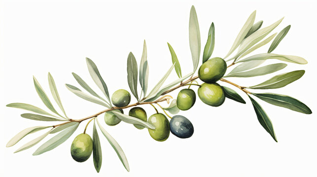 Olive branches leaves and fruits